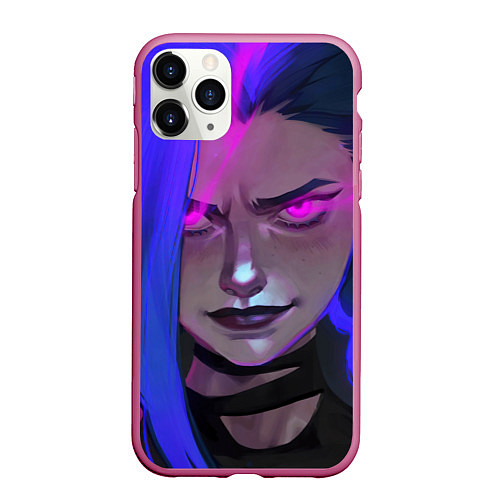 Чехол iPhone 11 Pro матовый League Of Legends Arcane ДЖИНКС Jinx Powder / 3D-Малиновый – фото 1