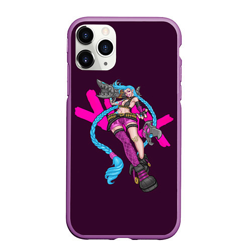 Чехол iPhone 11 Pro матовый Джинкс - League Of Legends Jinx / 3D-Фиолетовый – фото 1