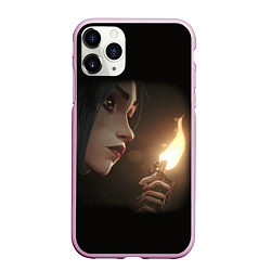 Чехол iPhone 11 Pro матовый Arcane - League Of Legends Jinx с огнем, цвет: 3D-розовый