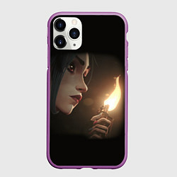 Чехол iPhone 11 Pro матовый Arcane - League Of Legends Jinx с огнем, цвет: 3D-фиолетовый