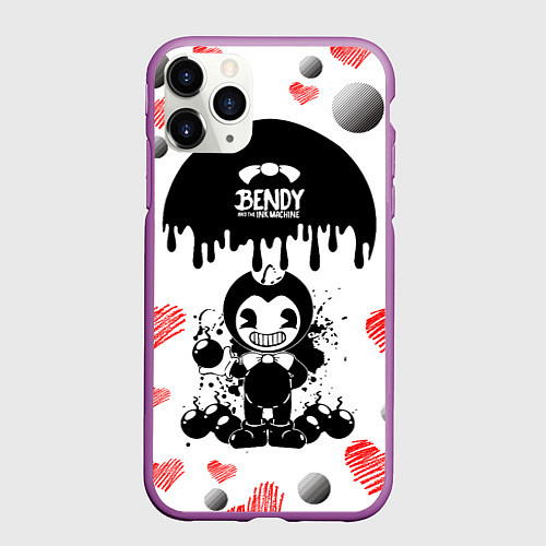 Чехол iPhone 11 Pro матовый BOMB LOVE BENDY AND THE INK MACHINE / 3D-Фиолетовый – фото 1
