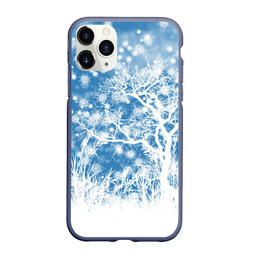 Чехол iPhone 11 Pro матовый Коллекция Зимняя сказка Зимний пейзаж W-1 / 3D-Серый – фото 1