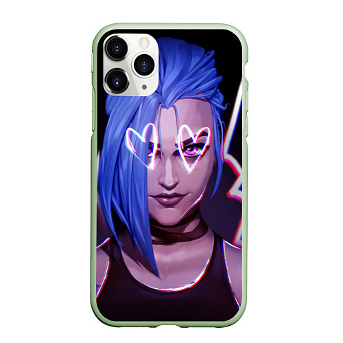 Чехол iPhone 11 Pro матовый Arcane League Of Legends Джинкс / 3D-Салатовый – фото 1