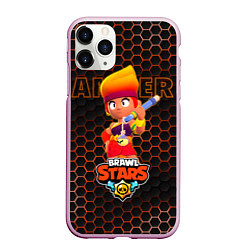 Чехол iPhone 11 Pro матовый Амбер BRAWL STARS соты