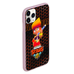 Чехол iPhone 11 Pro матовый Амбер BRAWL STARS соты, цвет: 3D-розовый — фото 2