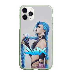 Чехол iPhone 11 Pro матовый League Of Legends Arcane ДЖИНКС, цвет: 3D-салатовый