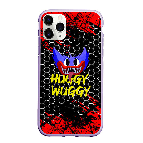 Чехол iPhone 11 Pro матовый Huggy Wuggy соты / 3D-Светло-сиреневый – фото 1