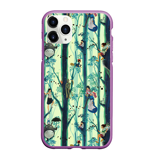 Чехол iPhone 11 Pro матовый Ghibli All / 3D-Фиолетовый – фото 1