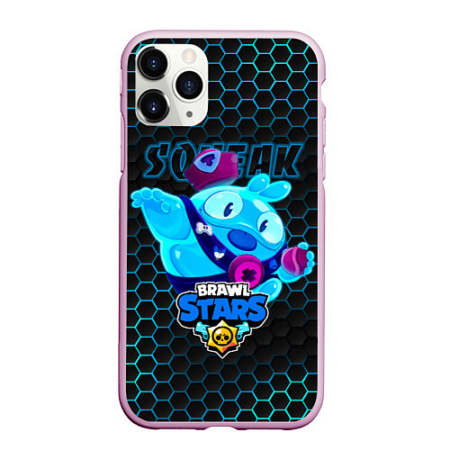 Чехол iPhone 11 Pro матовый Скуик BRAWL STARS соты / 3D-Розовый – фото 1