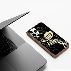 Чехол iPhone 11 Pro матовый Bendy and the Ink Machine МОЛНИЯ, цвет: 3D-коричневый — фото 2