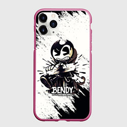 Чехол iPhone 11 Pro матовый Bendy And The Ink Machine Бенди прибит доской, цвет: 3D-малиновый