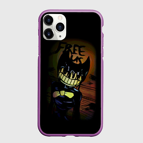 Чехол iPhone 11 Pro матовый Бенди Bendy And The Ink Machine / 3D-Фиолетовый – фото 1