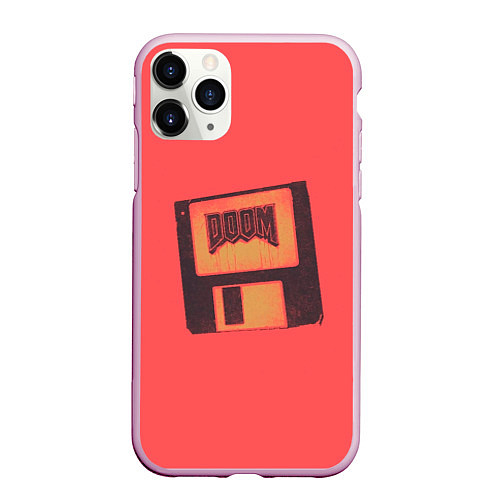 Чехол iPhone 11 Pro матовый Дискета Дум / 3D-Розовый – фото 1
