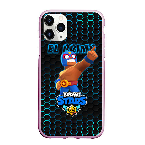 Чехол iPhone 11 Pro матовый Эль Примо, BRAWL STARS соты / 3D-Розовый – фото 1