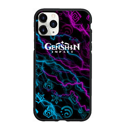 Чехол iPhone 11 Pro матовый Молнии в Стихию Genshin Impact