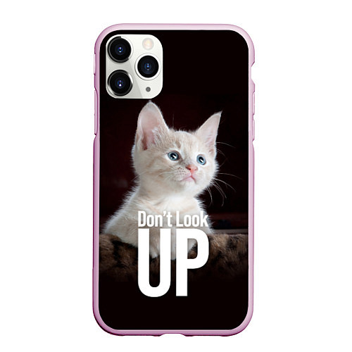 Чехол iPhone 11 Pro матовый Kitten, dont look up! / 3D-Розовый – фото 1