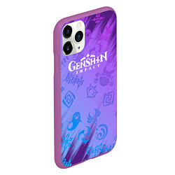 Чехол iPhone 11 Pro матовый Стихии Геншин Импакт, цвет: 3D-фиолетовый — фото 2