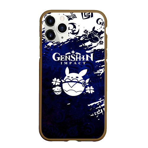 Чехол iPhone 11 Pro матовый Genshin Impact - Стихия / 3D-Коричневый – фото 1