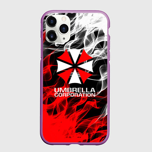 Чехол iPhone 11 Pro матовый Umbrella Corporation Fire / 3D-Фиолетовый – фото 1