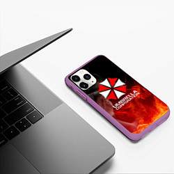 Чехол iPhone 11 Pro матовый Umbrella Corporation пламя, цвет: 3D-фиолетовый — фото 2