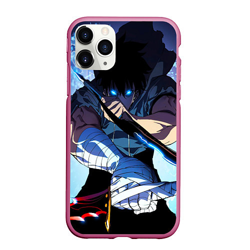 Чехол iPhone 11 Pro матовый Поднятие Уровня в одиночку Сон Джин Ву , SOLO LEVE / 3D-Малиновый – фото 1