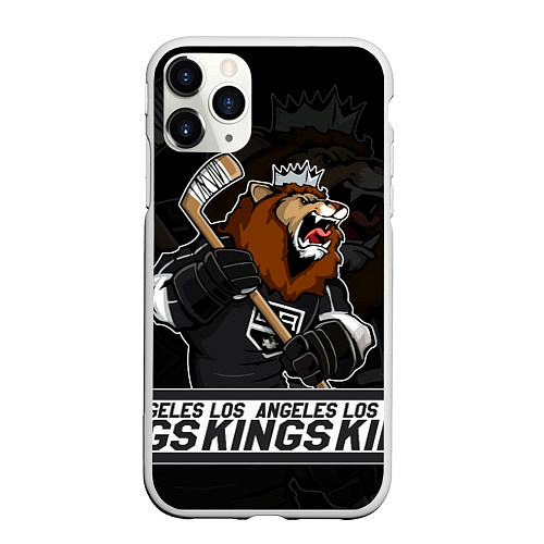 Чехол iPhone 11 Pro матовый Лос Анджелес Кингз, Los Angeles Kings / 3D-Белый – фото 1