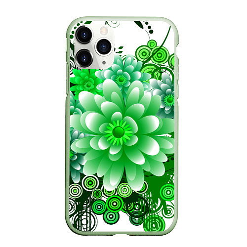 Чехол iPhone 11 Pro матовый Яркая пышная летняя зелень / 3D-Салатовый – фото 1