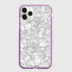 Чехол iPhone 11 Pro матовый ПЕРСОНАЖИ МАНГА ГЕНШИН ИМПАКТ, цвет: 3D-фиолетовый