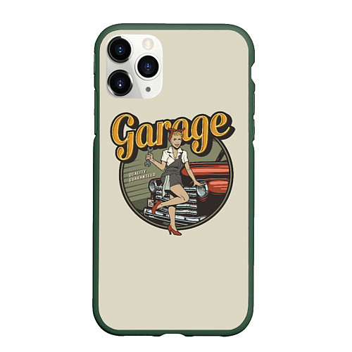 Чехол iPhone 11 Pro матовый Garage Гараж / 3D-Темно-зеленый – фото 1