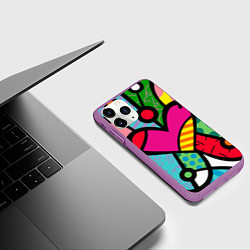 Чехол iPhone 11 Pro матовый Ромеро Бритто Арт, цвет: 3D-фиолетовый — фото 2