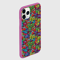Чехол iPhone 11 Pro матовый Забавные Монстрики, цвет: 3D-фиолетовый — фото 2