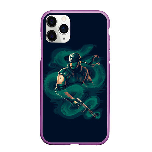 Чехол iPhone 11 Pro матовый Снейк в дыму / 3D-Фиолетовый – фото 1