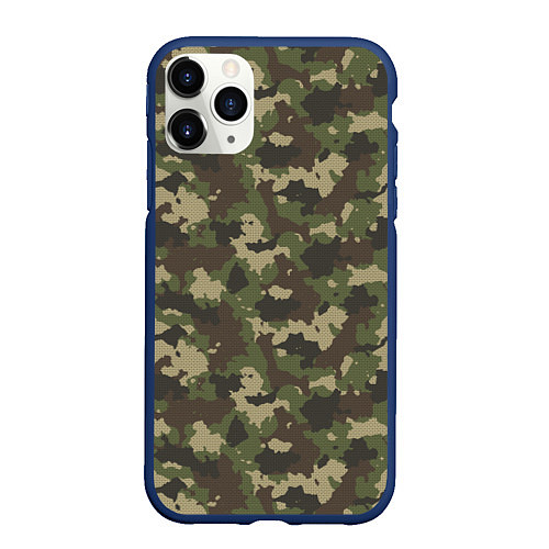 Чехол iPhone 11 Pro матовый Камуфляж для Леса / 3D-Тёмно-синий – фото 1