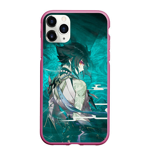 Чехол iPhone 11 Pro матовый Сяо Адепт Genshin impact / 3D-Малиновый – фото 1