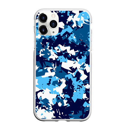 Чехол iPhone 11 Pro матовый Сине-бело-голубой камуфляж / 3D-Белый – фото 1