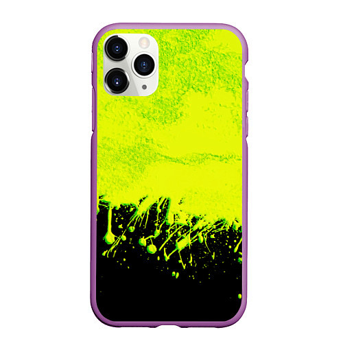 Чехол iPhone 11 Pro матовый НЕОНОВЫЕ БРЫЗГИ КРАСКИ / 3D-Фиолетовый – фото 1