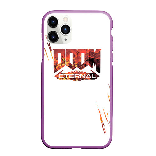 Чехол iPhone 11 Pro матовый Doom Eternal, / 3D-Фиолетовый – фото 1