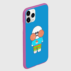 Чехол iPhone 11 Pro матовый Лалафанфан Бумажная Уточка на синем, цвет: 3D-фиолетовый — фото 2
