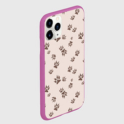 Чехол iPhone 11 Pro матовый Бежевый паттерн лапки, цвет: 3D-фиолетовый — фото 2