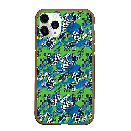 Чехол iPhone 11 Pro матовый Motocross Мотокросс / 3D-Коричневый – фото 1