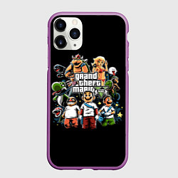 Чехол iPhone 11 Pro матовый Mario x GTA, цвет: 3D-фиолетовый