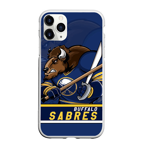 Чехол iPhone 11 Pro матовый Баффало Сейберз, Buffalo Sabres / 3D-Белый – фото 1