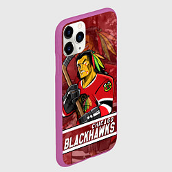 Чехол iPhone 11 Pro матовый Chicago Blackhawks , Чикаго Блэкхокс, цвет: 3D-фиолетовый — фото 2