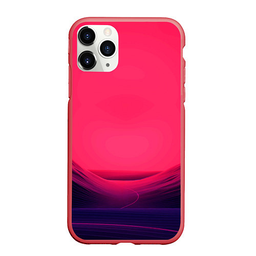 Чехол iPhone 11 Pro матовый Дорога в горизонт Алый закат / 3D-Красный – фото 1