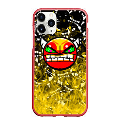 Чехол iPhone 11 Pro матовый Geometry Dash demon, цвет: 3D-красный