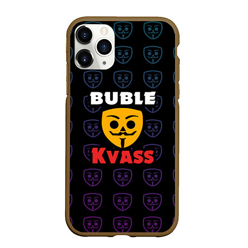 Чехол iPhone 11 Pro матовый Bubble kvass anonymous logo / 3D-Коричневый – фото 1