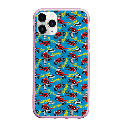 Чехол iPhone 11 Pro матовый Racing гонки / 3D-Розовый – фото 1