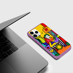 Чехол iPhone 11 Pro матовый Girl with a glass, цвет: 3D-фиолетовый — фото 2