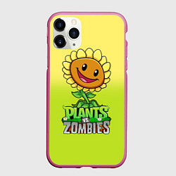 Чехол iPhone 11 Pro матовый Plants vs Zombies - Подсолнух, цвет: 3D-малиновый