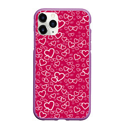 Чехол iPhone 11 Pro матовый Влюблённые Сердца LOVE, цвет: 3D-фиолетовый